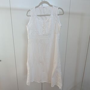 White Sleeveless Medium Cotton Dress